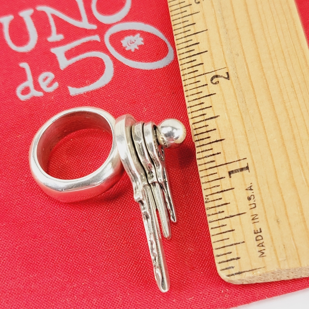 Retired/Rare Authentic Uno de 50 3 Tier Key Spinner Ring Size:6.5 - Picture 12 of 16